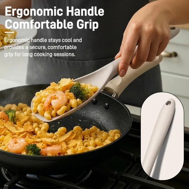 Alt view image 4 of 7 - 3 PACK Silicone Cooking Spoon Spatula for Nonstick Cookware, Heatresistant | BPA-Free, OnePiece Molding, S Hooks - Multifunction Spoonula for Baking, Cooking, Serving, Mixing, Stirring