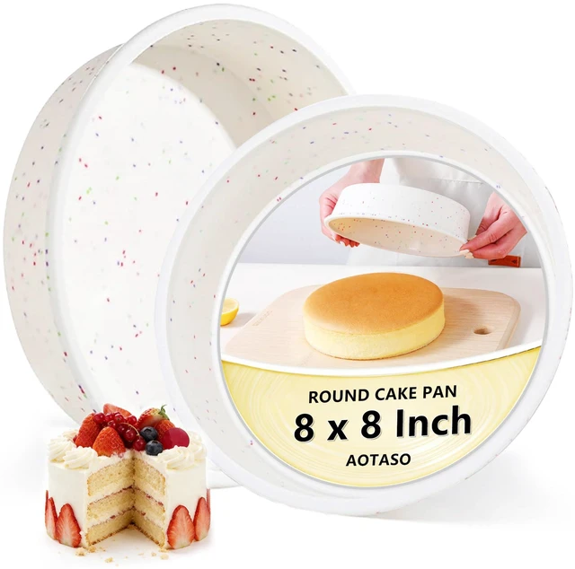 Main image of 8 inch Silicone Round Cake Pans, Set of 2, Cream | Metal Reinforced Frame, Nonstick Cake Molds for Baking, BPA Free