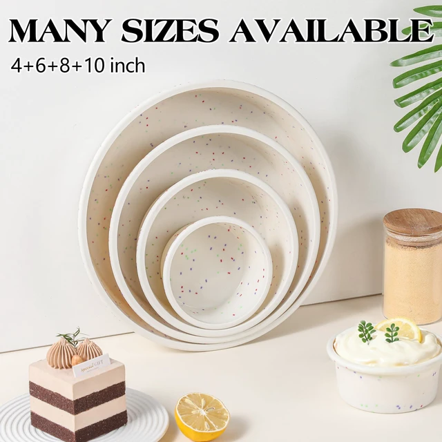 Alt view image 3 of 3 - 8 inch Silicone Round Cake Pans, Set of 2, Cream | Metal Reinforced Frame, Nonstick Cake Molds for Baking, BPA Free