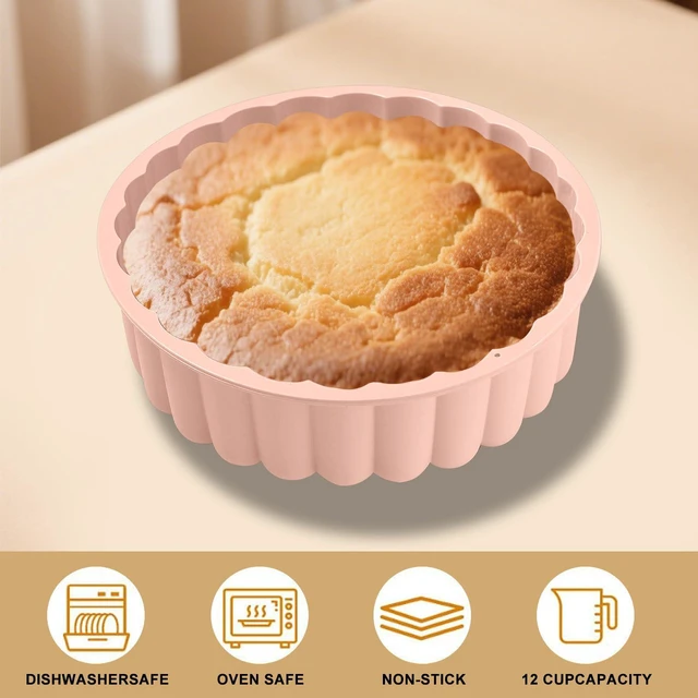 Alt view image 3 of 3 - 10 Inch Silicone Cake With 8 Inch Pan Set (2 Pack) - Nonstick Baking Mold for Pound Cake, Jello, Bread & Brownies, Dishwasher Safe