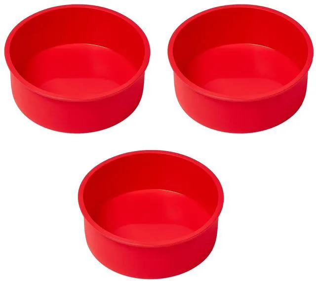 Main image of 8 Inch round Cake Pans (3 Packs) - Non-Stick Mini Round Baking Pans, Silicone Cake Molds for Small Layer Cakes and Desserts (8 inch)