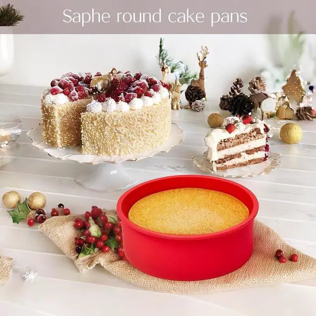 Alt view image 6 of 7 - 8 Inch round Cake Pans (3 Packs) - Non-Stick Mini Round Baking Pans, Silicone Cake Molds for Small Layer Cakes and Desserts (8 inch)