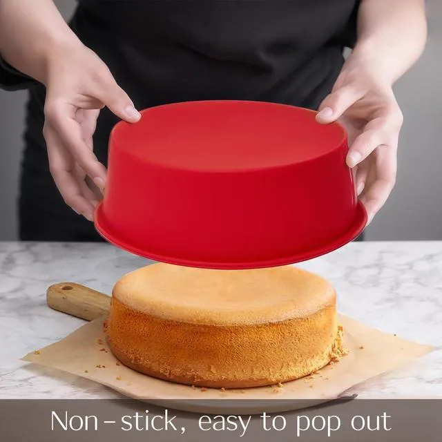 Alt view image 5 of 7 - 8 Inch round Cake Pans (3 Packs) - Non-Stick Mini Round Baking Pans, Silicone Cake Molds for Small Layer Cakes and Desserts (8 inch)
