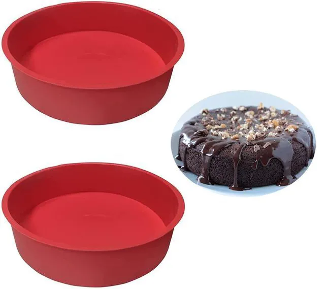 Main image of 2pcs 8 Inch Silicone Cake Pan for Baking, Round Cake Molds Silicone Baking Pan Non-Stick Quick Release Suitable for Cheesecake Chocolate Cake Brownie Cake puddings