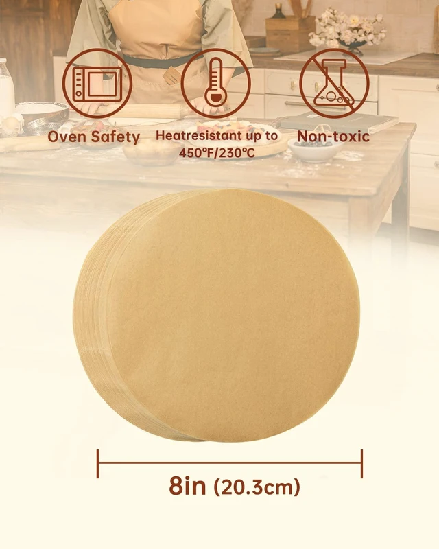 Alt view image 2 of 7 - Unbleached Parchment Paper Rounds, Heavy Duty, 8 Inch 200Pcs | Food-grade 45gsm extra thick paper, precut parchment circles for cheesecake spring pans, storage/freezing Hamburger Patties