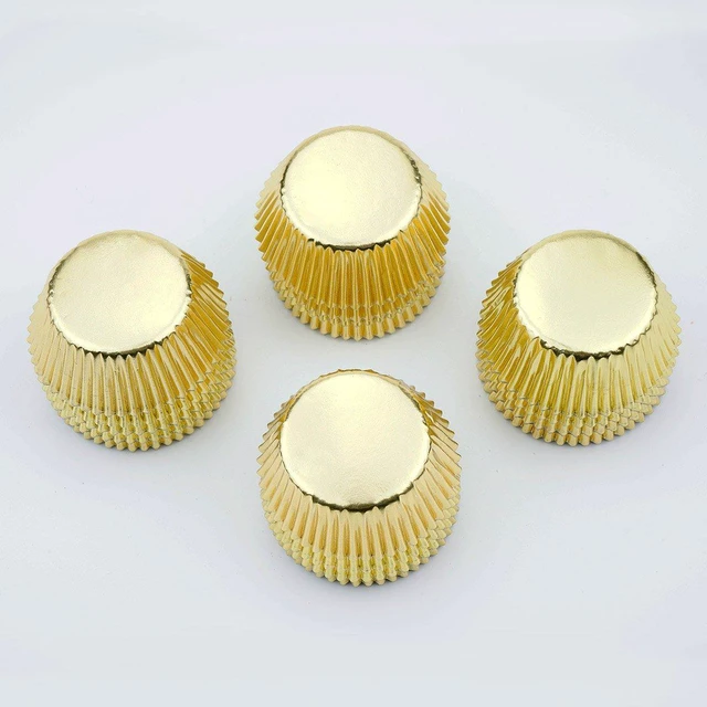Alt view image 3 of 5 - Gold Foil Mini Cupcake Liners Small Muffin Baking Cups 300-Count | Heavy-Duty, Easy Release & Non-Stick, Mini Metallic Foil Baking Cups Sturdy Enough, Small Cupcake Wrappers for Party