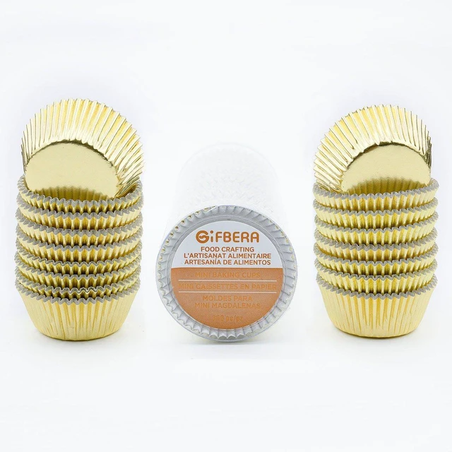 Alt view image 5 of 5 - Gold Foil Mini Cupcake Liners Small Muffin Baking Cups 300-Count | Heavy-Duty, Easy Release & Non-Stick, Mini Metallic Foil Baking Cups Sturdy Enough, Small Cupcake Wrappers for Party
