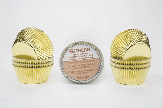 Alt view image 3 of 7 - Standard Gold Foil Cupcake Liners Paper Baking Cups 200-Count | Muffin Liners With Style, Golden Metallic Foil Cupcake Wrappers Sturdy Enough, Vibrant Colors and Won't Fade When Baked