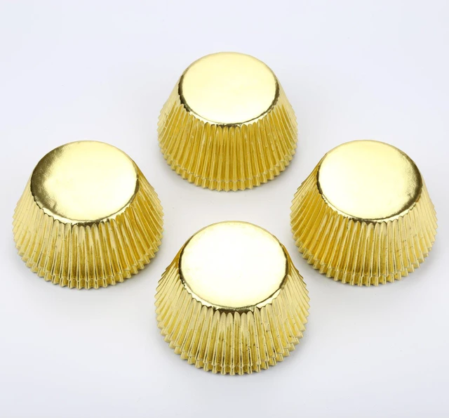 Alt view image 5 of 7 - Standard Gold Foil Cupcake Liners Paper Baking Cups 200-Count | Muffin Liners With Style, Golden Metallic Foil Cupcake Wrappers Sturdy Enough, Vibrant Colors and Won't Fade When Baked