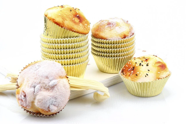 Alt view image 7 of 7 - Standard Gold Foil Cupcake Liners Paper Baking Cups 200-Count | Muffin Liners With Style, Golden Metallic Foil Cupcake Wrappers Sturdy Enough, Vibrant Colors and Won't Fade When Baked