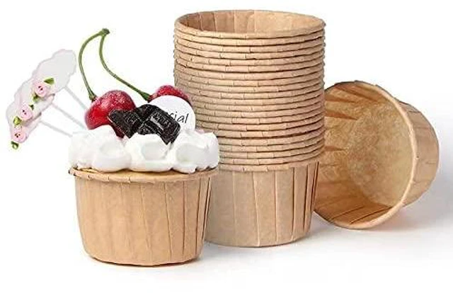 Main image of Parchment Brown Cupcake Liners 100pcs Standard Size, Muffin Baking Wrapping Packaging Cups,Holders Paper, Heavy Duty Greaseproof Wrappers for Wedding,Birthday,Party,Gift