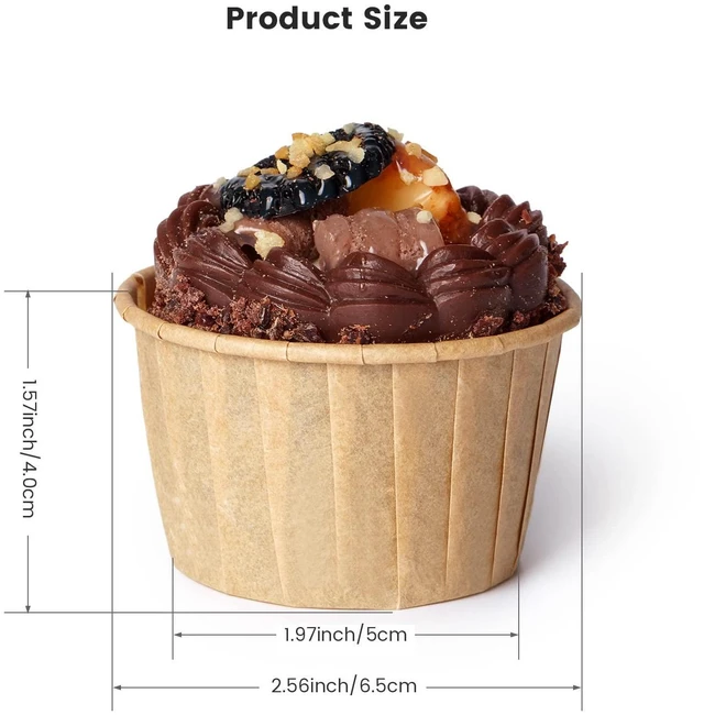 Alt view image 2 of 7 - Parchment Brown Cupcake Liners 100pcs Standard Size, Muffin Baking Wrapping Packaging Cups,Holders Paper, Heavy Duty Greaseproof Wrappers for Wedding,Birthday,Party,Gift