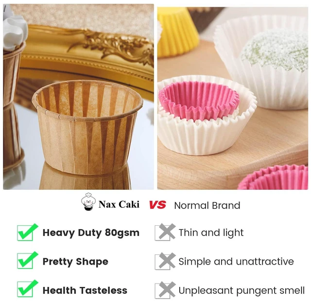 Alt view image 3 of 7 - Parchment Brown Cupcake Liners 100pcs Standard Size, Muffin Baking Wrapping Packaging Cups,Holders Paper, Heavy Duty Greaseproof Wrappers for Wedding,Birthday,Party,Gift