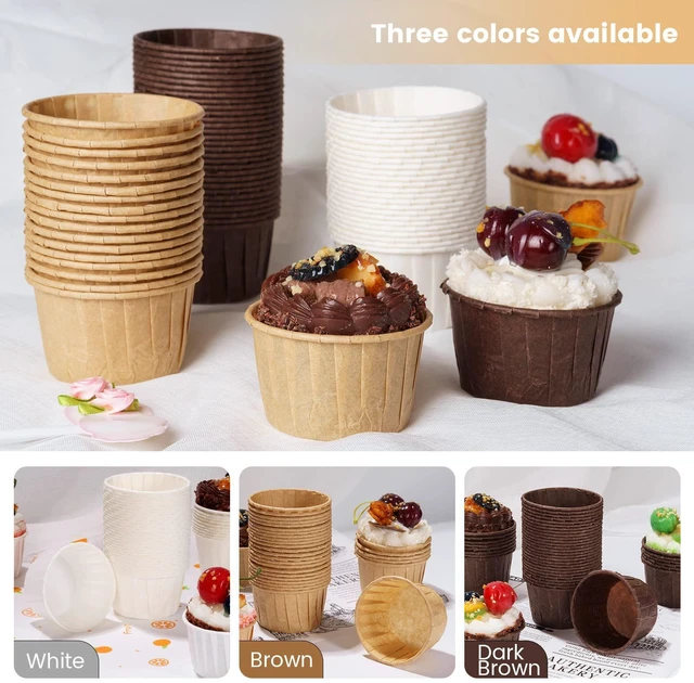 Alt view image 7 of 7 - Parchment Brown Cupcake Liners 100pcs Standard Size, Muffin Baking Wrapping Packaging Cups,Holders Paper, Heavy Duty Greaseproof Wrappers for Wedding,Birthday,Party,Gift