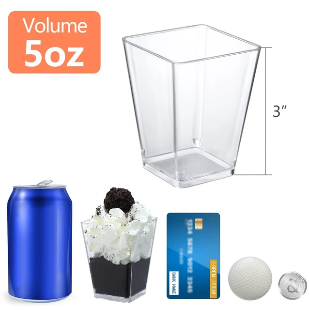 Alt view image 2 of 7 - 5 oz Plastic Dessert Cups 50 Pack Small Clear Square Parfait Cups with Spoons, Mini Plastic Tumbler Serving Cups for Tasting Party Appetizers Mousse Yogurt