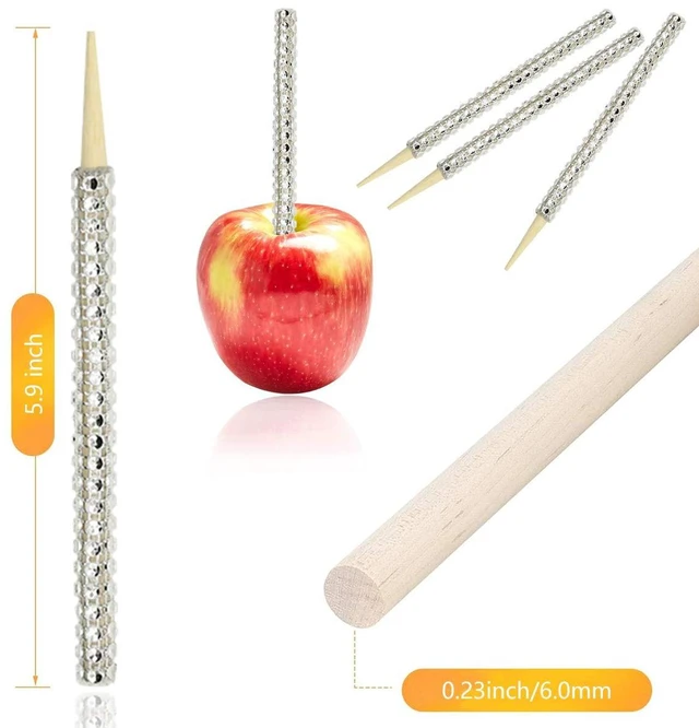 Alt view image 3 of 6 - 24-Pack Bling Candy Apple Sticks and Bags, Clear Caramel Apple Kit, Silver | Candy Apple Wrapping Kit, Glass Wrapper, Rhinestone Bamboo Sticks, Glitter Ribbons, for Halloween, Chrispies Treat Supplies