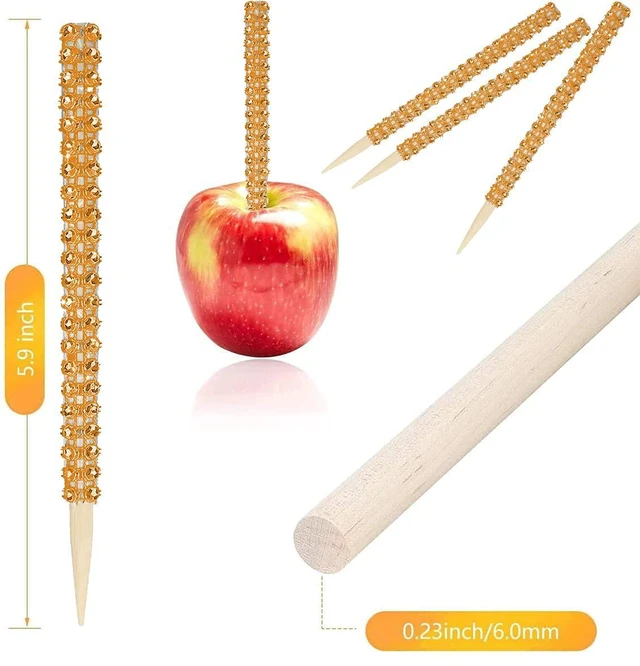 Alt view image 3 of 7 - 24-Pack Bling Candy Apple Sticks and Bags, Clear Caramel Apple Kit, Orange | Candy Apple Wrapping Kit, Glass Wrapper, Rhinestone Bamboo Sticks, Glitter Ribbons, for Halloween, Chrispies Treat Supplies