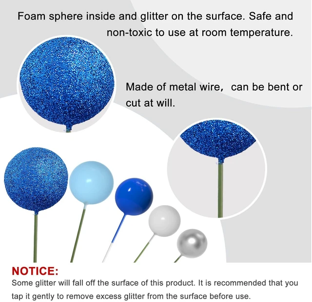 Alt view image 3 of 7 - 50 Pcs Ball Cake Topper Sticks Mini Balloons for Cake Decoration | Blue White Balls for Cake decorFoam Balls Cake DecorationsSnowflake Party Cake DecorBirthday Cake ToppersCup Cake Toppers