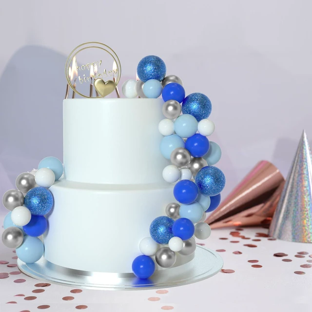 Alt view image 5 of 7 - 50 Pcs Ball Cake Topper Sticks Mini Balloons for Cake Decoration | Blue White Balls for Cake decorFoam Balls Cake DecorationsSnowflake Party Cake DecorBirthday Cake ToppersCup Cake Toppers