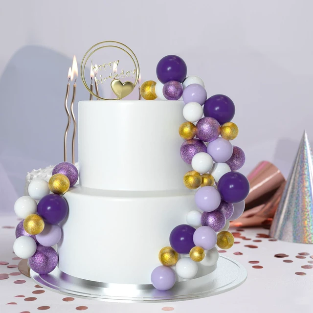 Alt view image 5 of 7 - 50 Pcs Ball Cake Topper Sticks Mini Balloons for Cake Decoration | Purple Gold Balls for Cake DecorFoam Balls Cake DecorationsPurple Party Cake DecorBirthday Cake ToppersCup Cake Toppers