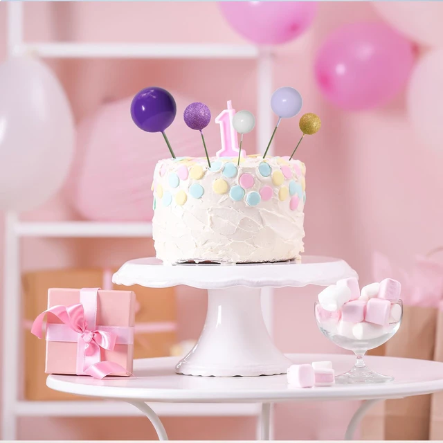 Alt view image 7 of 7 - 50 Pcs Ball Cake Topper Sticks Mini Balloons for Cake Decoration | Purple Gold Balls for Cake DecorFoam Balls Cake DecorationsPurple Party Cake DecorBirthday Cake ToppersCup Cake Toppers