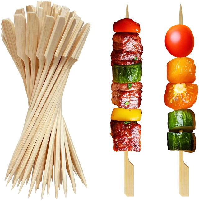 Main image of 8 Inch Bamboo Skewers 200 PCS Kabob Skewers Grilling Bamboo Sticks for Fruit Kabobs Wooden Paddle for BBQ (8 Inch)