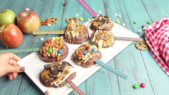 Alt view image 4 of 7 - 26+24PCS bling candy apple sticks set,Including24PCS 6-Inch Rhinestone Apple Bamboo Stick24PCS Bags a pair of Scissors a roll of Ribbon