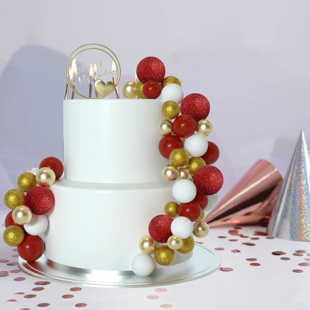 Alt view image 4 of 7 - 50 Pcs Ball Cake Topper Sticks Mini Balloons for Cake Decoration | Red Gold Balls for Cake DecorFoam Balls Cake DecorationsChristams Party Cake DecorBirthday Cake ToppersCup Cake Toppers
