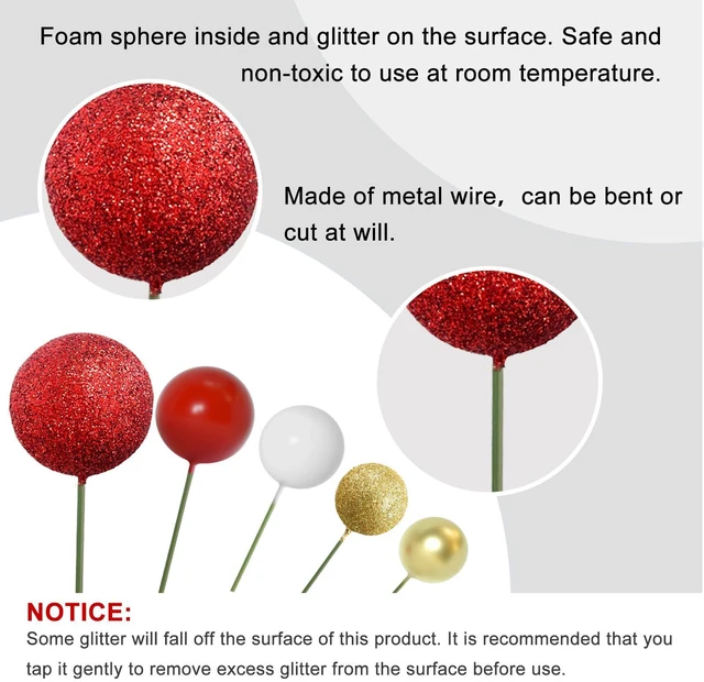 Alt view image 3 of 7 - 50 Pcs Ball Cake Topper Sticks Mini Balloons for Cake Decoration | Red Gold Balls for Cake DecorFoam Balls Cake DecorationsChristams Party Cake DecorBirthday Cake ToppersCup Cake Toppers