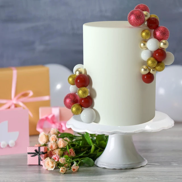 Alt view image 6 of 7 - 50 Pcs Ball Cake Topper Sticks Mini Balloons for Cake Decoration | Red Gold Balls for Cake DecorFoam Balls Cake DecorationsChristams Party Cake DecorBirthday Cake ToppersCup Cake Toppers