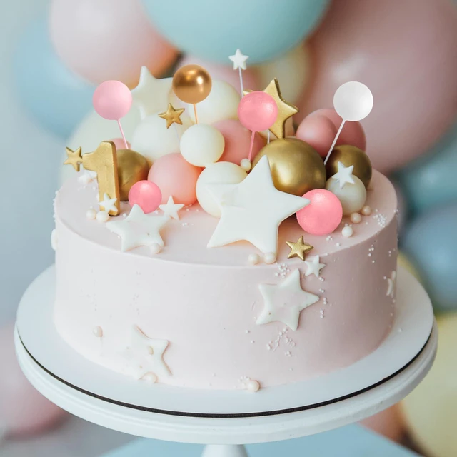 Alt view image 6 of 7 - 32 Pcs Foam Balls Cake Topper Decorations for Party Cake Decorating | Rose Gold BallsMini Balloons Cake SticksCake Topper BallsBirthday Cake DecorationCup Cake Decor, Party Cake Decoration