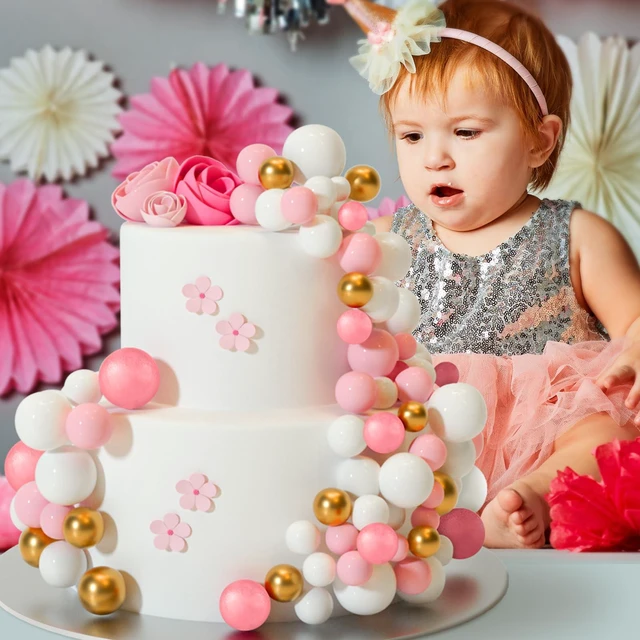 Alt view image 7 of 7 - 32 Pcs Foam Balls Cake Topper Decorations for Party Cake Decorating | Rose Gold BallsMini Balloons Cake SticksCake Topper BallsBirthday Cake DecorationCup Cake Decor, Party Cake Decoration