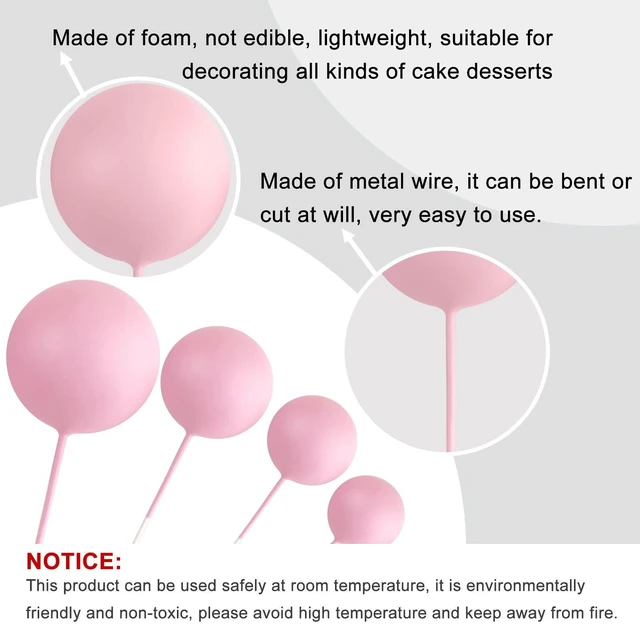 Alt view image 3 of 7 - 32 Pcs Foam Balls Cake Topper Decorations for Party Cake Decorating | Pink Gold BallsMini Balloons Cake SticksCake Topper BallsBirthday Cake DecorationCup Cake Decor, Party Cake Decoration