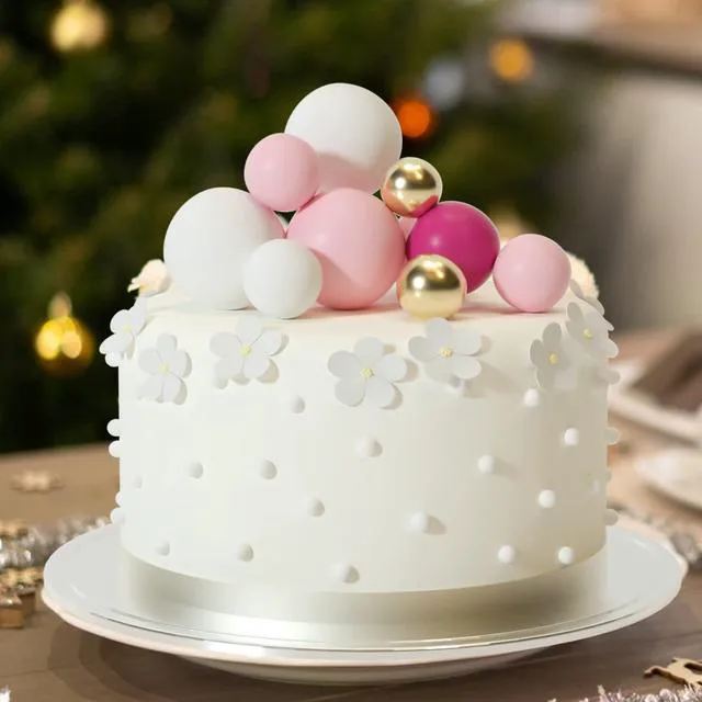 Alt view image 7 of 7 - 32 Pcs Foam Balls Cake Topper Decorations for Party Cake Decorating | Pink Gold BallsMini Balloons Cake SticksCake Topper BallsBirthday Cake DecorationCup Cake Decor, Party Cake Decoration