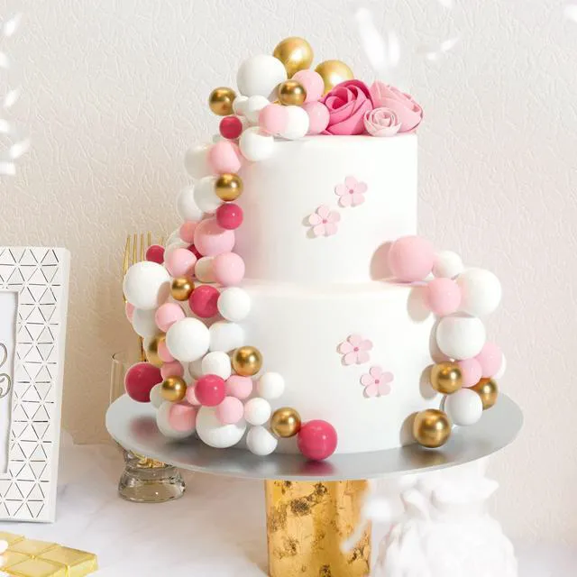 Alt view image 5 of 7 - 32 Pcs Foam Balls Cake Topper Decorations for Party Cake Decorating | Pink Gold BallsMini Balloons Cake SticksCake Topper BallsBirthday Cake DecorationCup Cake Decor, Party Cake Decoration