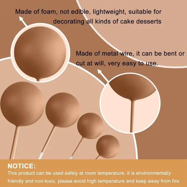 Alt view image 3 of 7 - 32 Pcs Foam Balls Cake Topper Decorations for Party Cake Decorating | Green Brown BallsMini Balloons Cake SticksCake Topper BallsBirthday Cake DecorationCup Cake Decor, Party Cake Decoration