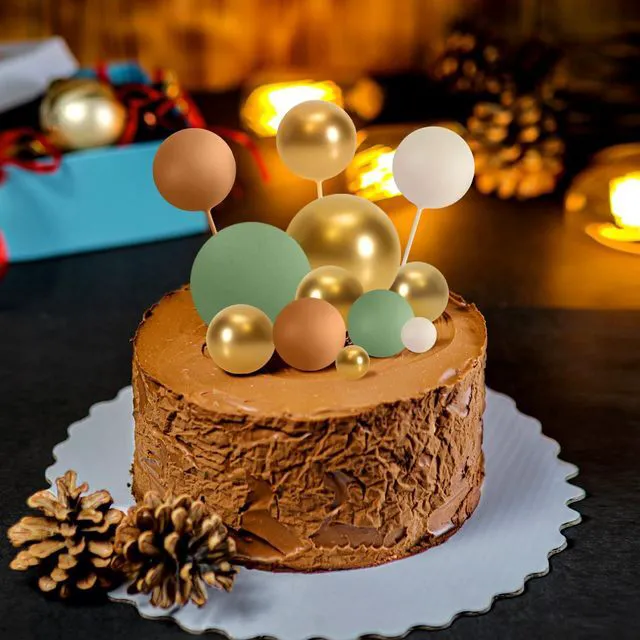 Alt view image 5 of 7 - 32 Pcs Foam Balls Cake Topper Decorations for Party Cake Decorating | Green Brown BallsMini Balloons Cake SticksCake Topper BallsBirthday Cake DecorationCup Cake Decor, Party Cake Decoration
