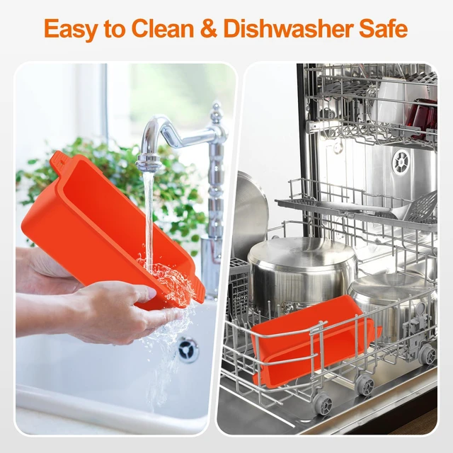 Alt view image 7 of 7 - 2 PCS Silicone Grease Cup Liners for Blackstone 36 28 22 17 Inch Griddle,Reusable Grease Catcher Cup Liner Grill Grease Tray,Durable Drip Pans Blackstone Griddle Accessories,Orange