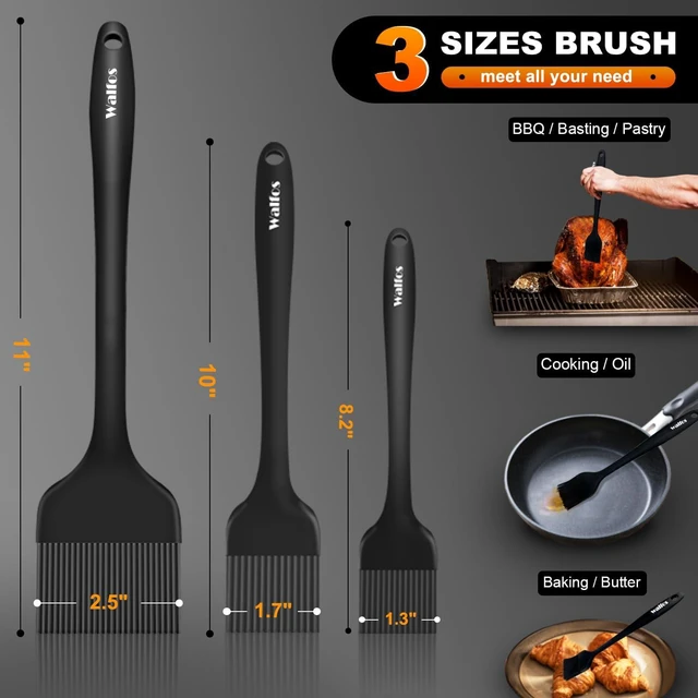 Alt view image 2 of 7 - 3 Size Basting Brush, 600°F High Heat Resistant Silicone Pastry Brushes for BBQ, Baking, Kitchen Cooking, Desserts- BPA Free&Dishwasher Safe