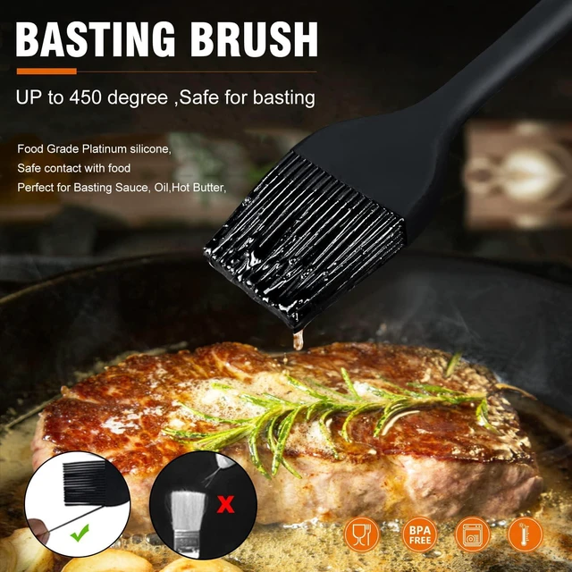 Alt view image 5 of 7 - 3 Size Basting Brush, 600°F High Heat Resistant Silicone Pastry Brushes for BBQ, Baking, Kitchen Cooking, Desserts- BPA Free&Dishwasher Safe