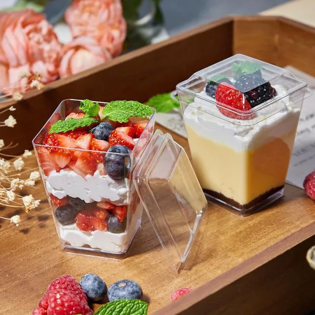 Alt view image 5 of 7 - 5 oz Small Dessert Cups with Lids and Spoons, 75 Pcs Serves 25 | Mini Plastic Dessert Shooters Cups, Banana Pudding Cups, Parfait, Cake, Jello, Fruit, Trifle, Appetizer Cups For Parties