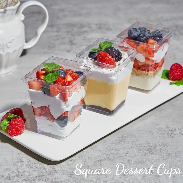 Alt view image 6 of 7 - 5 oz Small Dessert Cups with Lids and Spoons, 75 Pcs Serves 25 | Mini Plastic Dessert Shooters Cups, Banana Pudding Cups, Parfait, Cake, Jello, Fruit, Trifle, Appetizer Cups For Parties