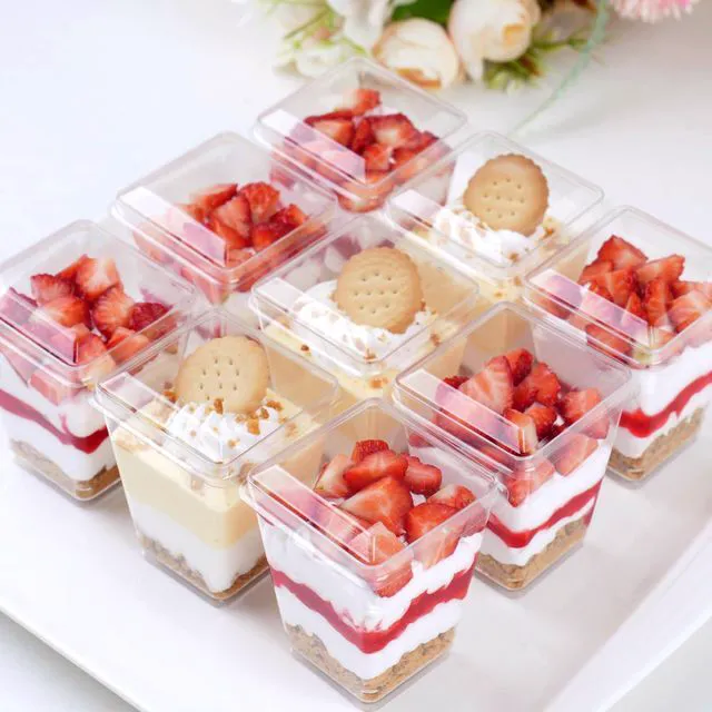Alt view image 7 of 7 - 5 oz Small Dessert Cups with Lids and Spoons, 75 Pcs Serves 25 | Mini Plastic Dessert Shooters Cups, Banana Pudding Cups, Parfait, Cake, Jello, Fruit, Trifle, Appetizer Cups For Parties