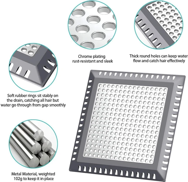 Alt view image 3 of 6 - Shower Drain Hair Catcher/Drain Protector/Shower Drain Cover | Stainless Steel and Silicone Hair Trap for Bathroom Floor Drain