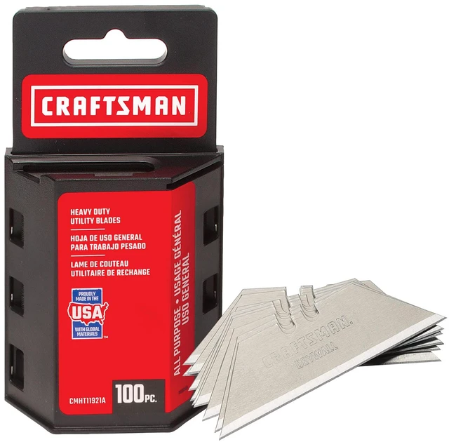 Main image of Utility Knife Blades, 100 Pack, for Drywall, Leather, Rubber and More