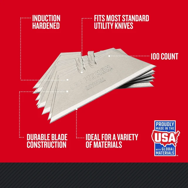 Alt view image 2 of 7 - Utility Knife Blades, 100 Pack, for Drywall, Leather, Rubber and More