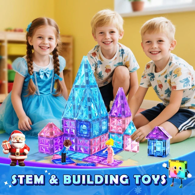 Alt view image 6 of 6 - Diamond Magnetic Building Blocks for Kids - Princess Castle Magnetic Tiles Toys for 3-8 Year Old Girls & Boys - 3 4 5 6 Year Old Girl Birthday Xmas Gifts - Educational Toys for Creative Play