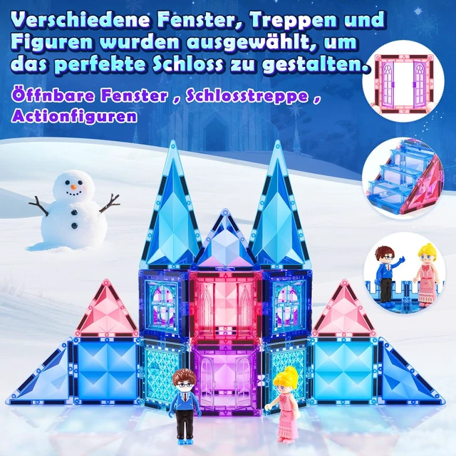 Alt view image 3 of 6 - Diamond Magnetic Building Blocks for Kids - Princess Castle Magnetic Tiles Toys for 3-8 Year Old Girls & Boys - 3 4 5 6 Year Old Girl Birthday Xmas Gifts - Educational Toys for Creative Play