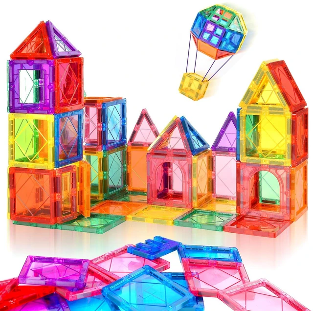 Main image of Magnetic Tiles for Kids Ages 3-5 4-8 Magnetic Blocks Creative Toys | Magnet Building Block for 3+ Year Old Boys Girls Toddler,Colorful Preschool Educational Construction Christmas Birthday Gifts