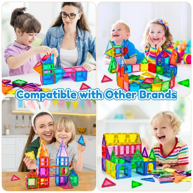 Alt view image 5 of 7 - Magnetic Tiles for Kids Ages 3-5 4-8 Magnetic Blocks Creative Toys | Magnet Building Block for 3+ Year Old Boys Girls Toddler,Colorful Preschool Educational Construction Christmas Birthday Gifts